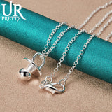 925 Silver Pacifier Pendant Necklace Chain for Women