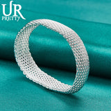 925 Silver Mesh Bangle Bracelet Wedding Engagement Party Gift