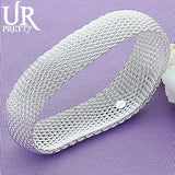 925 Silver Mesh Bangle Bracelet Wedding Engagement Party Gift