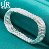 925 Silver Mesh Bangle Bracelet Wedding Party Jewelry
