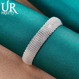 925 Silver Mesh Bangle Bracelet Wedding Party Jewelry