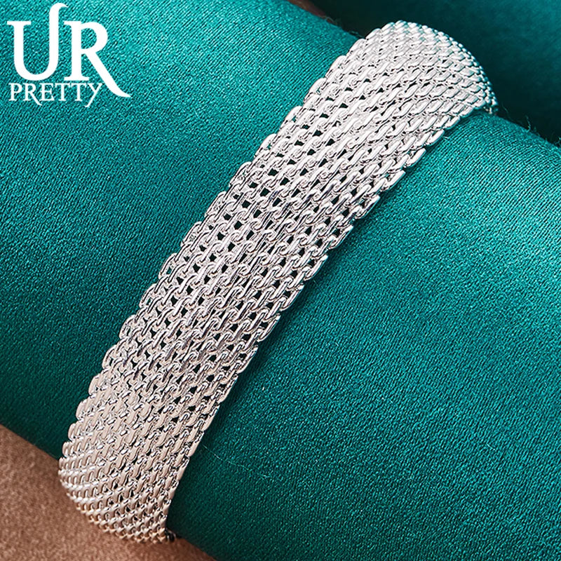 925 Silver Mesh Bangle Bracelet Wedding Party Jewelry