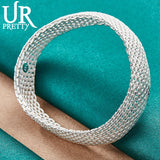 925 Silver Mesh Bangle Bracelet Wedding Party Jewelry