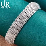 925 Silver Mesh Bangle Bracelet Wedding Party Jewelry