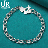 925 Silver Dog Chain Bracelet Wedding Engagement Party Charm Jewelry