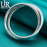925 Silver Double Circle Bangle Bracelet Wedding Engagement Party