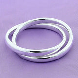 925 Sterling Silver Double Circle Bangle Bracelet Wedding Jewelry