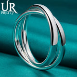 925 Silver Double Circle Bangle Bracelet Wedding Engagement Party