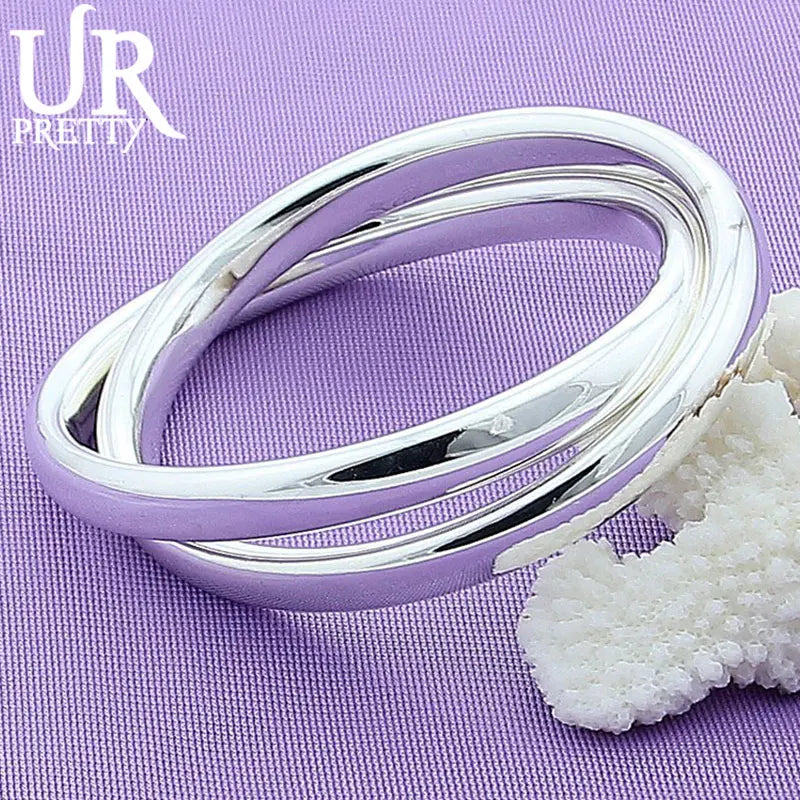 925 Sterling Silver Double Circle Bangle Bracelet Wedding Jewelry