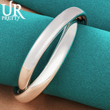 925 Silver Double Circle Bangle Bracelet Wedding Engagement Party