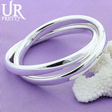 925 Sterling Silver Double Circle Bangle Bracelet Wedding Jewelry