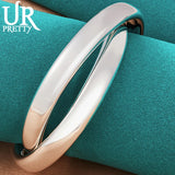 925 Silver Double Circle Bangle Bracelet Wedding Engagement Party