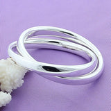 925 Sterling Silver Double Circle Bangle Bracelet Wedding Jewelry