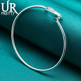 925 Silver Heart Bangle Bracelet For Women