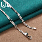 925 Silver Double Ring Pendant Chain Necklace 16-Inch