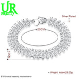 925 Silver Double Row Bead Chain Bracelet Wedding Jewelry
