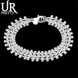 925 Silver Double Row Bead Chain Bracelet Wedding Jewelry