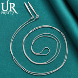925 Silver Double Strip Long Water Drop Necklace 18 Inch Chain