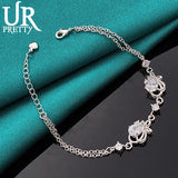 925 Silver Double Zircon Chain Bracelet For Women Party