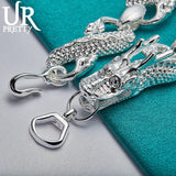 925 Silver Dragon Chain Bracelet Men Women Wedding Party Charm Jewelry