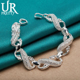 925 Silver Dragon Chain Bracelet Men Women Wedding Party Charm Jewelry