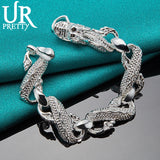 925 Silver Dragon Chain Bracelet Men Women Wedding Party Charm Jewelry