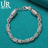 925 Sterling Silver Dragon Head Chain Bracelet for Men Women