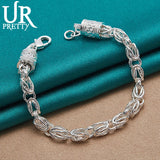 925 Sterling Silver Dragon Head Chain Bracelet for Men Women
