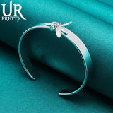 925 Silver Dragonfly Bangle Bracelet - Women's Party Charm Jewelry