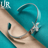 925 Silver Dragonfly Bangle Bracelet - Women's Party Charm Jewelry