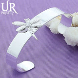 925 Silver Dragonfly Bangle Bracelet Adjustable for Women