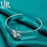925 Silver Dragonfly Bangle Bracelet Adjustable for Women
