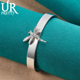 925 Silver Dragonfly Bangle Bracelet - Women's Party Charm Jewelry
