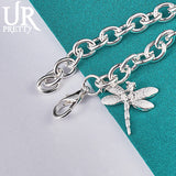 925 Silver Dragonfly Chain Bracelet Women Party Wedding Charm Jewelry