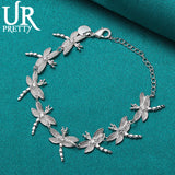 925 Silver Dragonfly Chain Bracelet Women Wedding Engagement Charm Jewelry