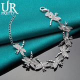 925 Silver Dragonfly Bracelet Women Wedding Engagement Charm Jewelry