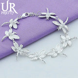 925 Silver Dragonfly Bracelet Women Wedding Engagement Charm Jewelry