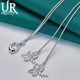 925 Silver Dragonfly Water Drop Adjustable Necklace Party Wedding Jewelry