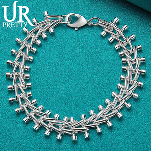 925 Sterling Silver Dumbbell Bracelet for Man Women