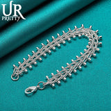 925 Sterling Silver Dumbbell Bracelet for Man Women