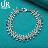 925 Sterling Silver Dumbbell Bracelet for Man Women