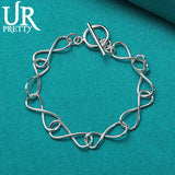 925 Silver Number 8 OT Chain Bracelet Wedding Engagement Party Jewelry