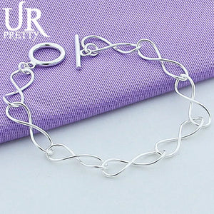 925 Silver Number 8 OT Chain Bracelet for Men Women