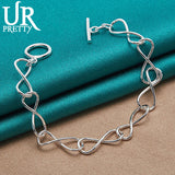 925 Silver Number 8 OT Chain Bracelet Wedding Engagement Party Jewelry