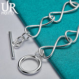 925 Silver Number 8 OT Chain Bracelet for Men Women