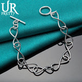 925 Silver Number 8 OT Chain Bracelet for Men Women