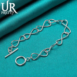 925 Silver Number 8 OT Chain Bracelet Wedding Engagement Party Jewelry