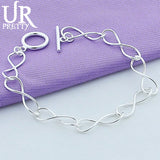 925 Silver Number 8 OT Chain Bracelet for Men Women