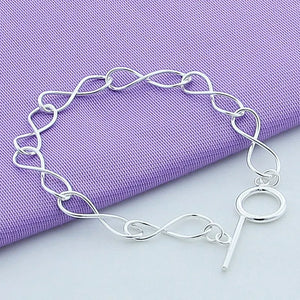 925 Silver Number 8 OT Chain Bracelet for Men Women