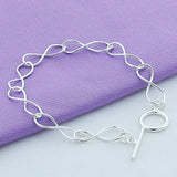 925 Silver Number 8 OT Chain Bracelet for Men Women